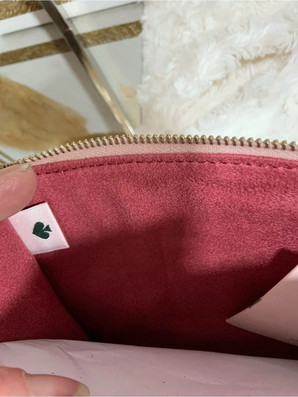 kate spade Pebbled Leather Wristlet in Dusty Rose